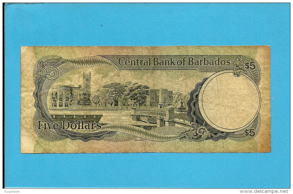 BARBADOS - 5 Dollars  - ND ( 1975 )  - P 32 -  Sign C. Blackman - 2 Scans - Barbados