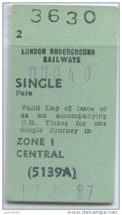 TICKET LONDON TRANSPORT // CENTRAL - Europa