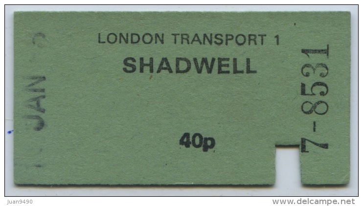 TICKET LONDON TRANSPORT // SHADWELL - Europa