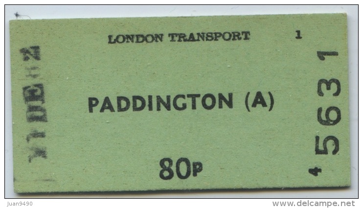 TICKET LONDON TRANSPORT // PADDINGTON - Europa