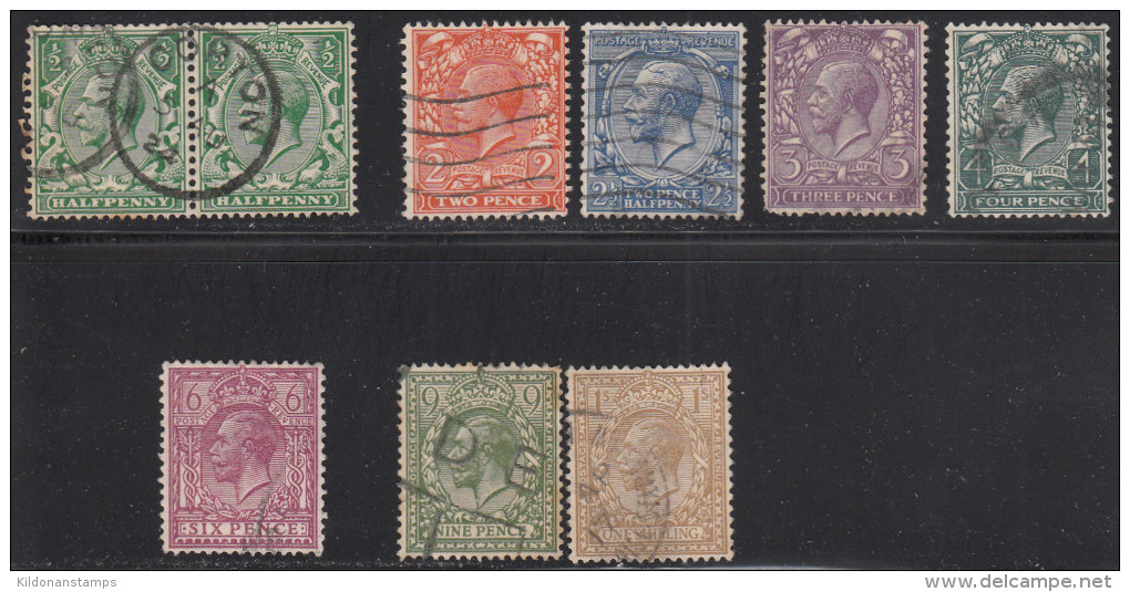 Great Britain 1912-24 Cancelled, See Desc, Sc#, SG 351 X2,368,372,374,379,385,393a,395 - Oblitérés