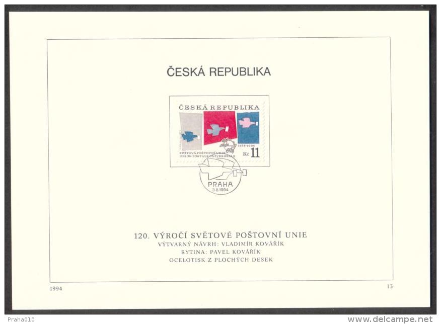 Czech Rep. / First Day Sheet (1994/13) Praha: UPU - Union Postale Universelle (1874-1994), 120 Years - WPV (Weltpostverein)