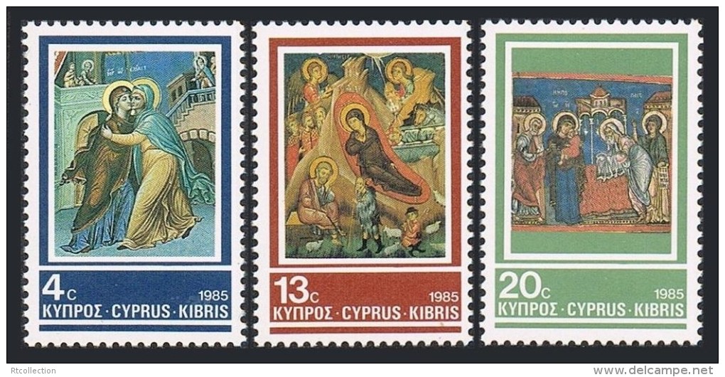 Cyprus 1985 Christmas Monastery Celebrations Paintings Art Religious Painting Holiday Stamps MNH Michel 648-650 - Unused Stamps
