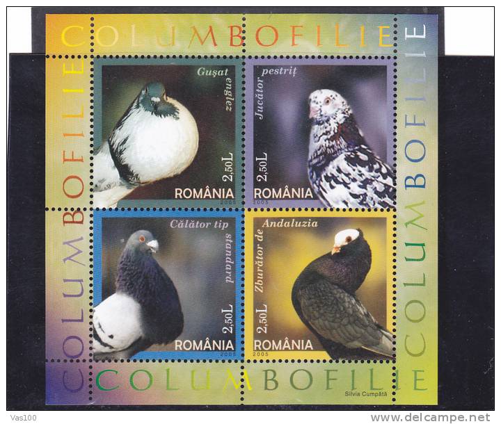 BIRD;PIGEON & COLUMBIFORMES 2005 ** MNH Mint Full Set, Romania. - Pigeons & Columbiformes