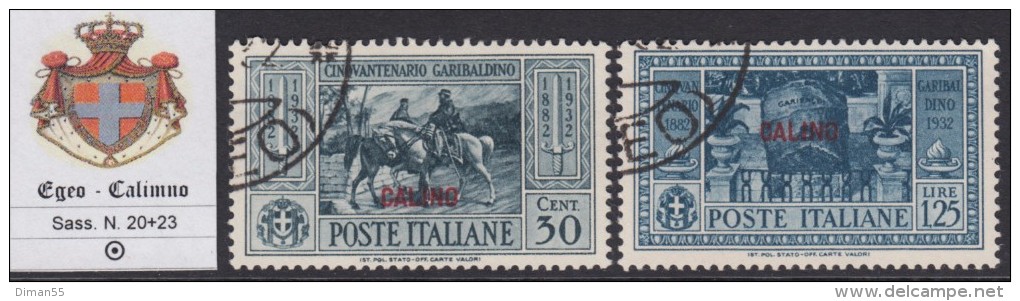 EGEO - CALIMNO - GARIBALDI - N.20+23  Cat. 100 Euro - USATI - LUXUS GESTEMPELT - Egée (Calino)