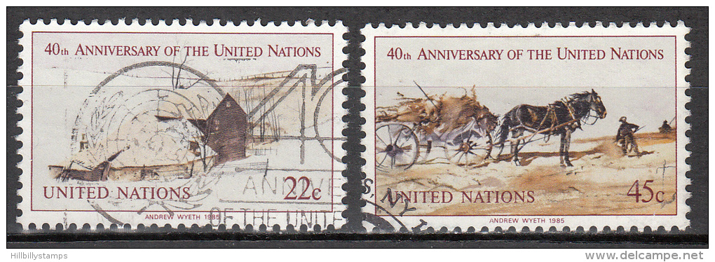 United Nations     Scott No    447-48    Used     Year  1985 - Gebruikt