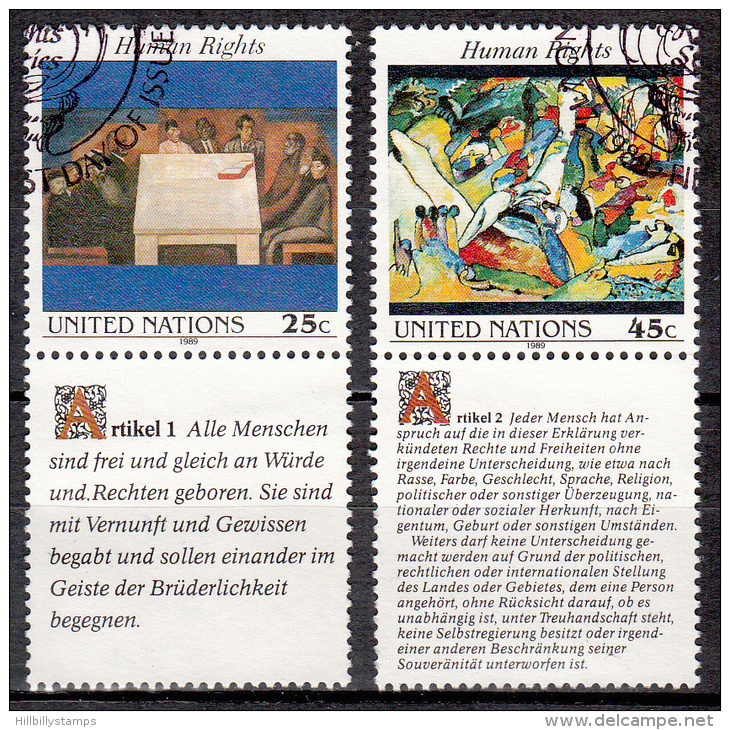 United Nations     Scott No    570-71     Used     Year  1989 - Oblitérés