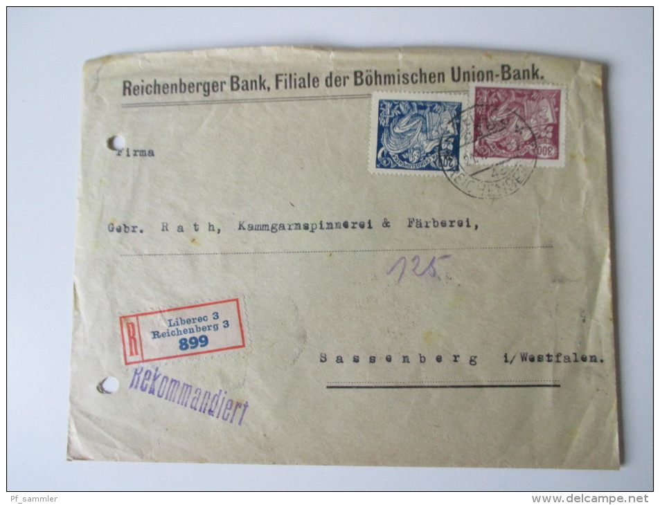 Tschechoslowakei Belegeposten 1920er Jahre. R-Briefe / Express usw. 21 Stück. Sicherlich interessant!Firmenkorrespondenz