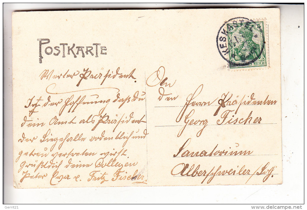 F 67260 KESKASTEL, Ev. Kirche, Elektr. Centrale, Marmorsägewerk, Gasthaus Links, 1907 - Sarre-Union