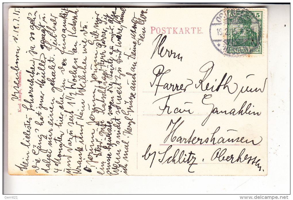 6474 ORTENBERG - USENBORN, Kirche, Ortsansicht, Wirtschaft & Spezereihandlung Hch. Neun, 1915 - Friedberg