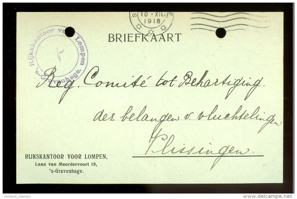 WW-1 * HANDGESCHREVEN BRIEFKAART COMITE VLUCHTELINGEN Uit 1918 Van DEN HAAG Naar VLISSINGEN * (9816p) - Brieven En Documenten