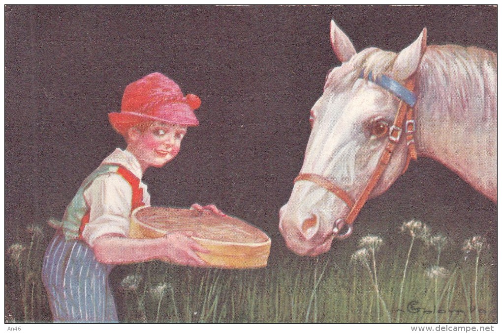 COLOMBO E-ILLUSTRATORE BAMBINO CAVALLO 9 X 14 IN BUONO STATO DI CONSERVAZIONE-N 1901-3- - Bompard, S.