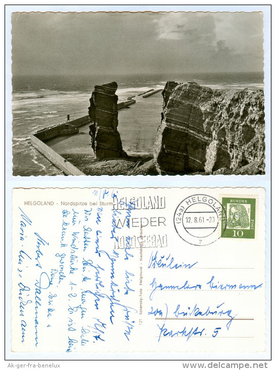 AK Helgoland Heligoland Insel Nordspitze Bei Sturm Deutschland Nordsee Storm Sea Germany Allemagne Ansichtskarte - Helgoland