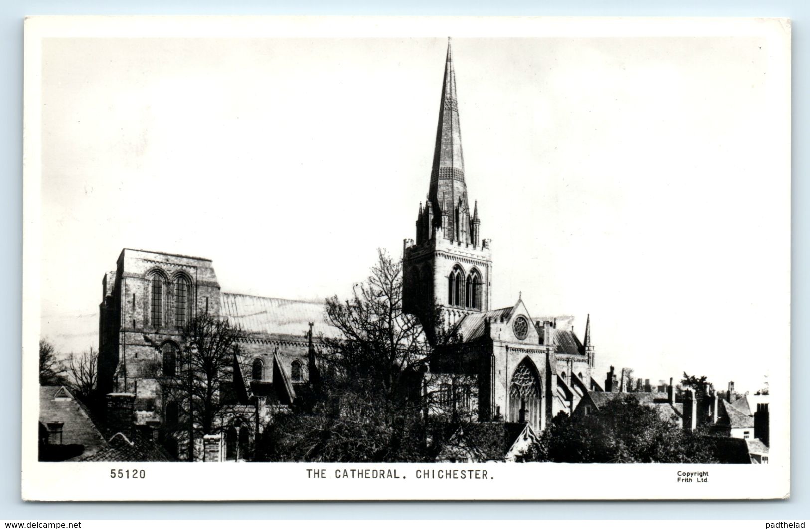 POSTCARD 55120 THE CATHEDRAL CHICHESTER FRITH RPPC BW POSTED 1976 RPPC SENT TO BANGOR NORTH WALES - Chichester