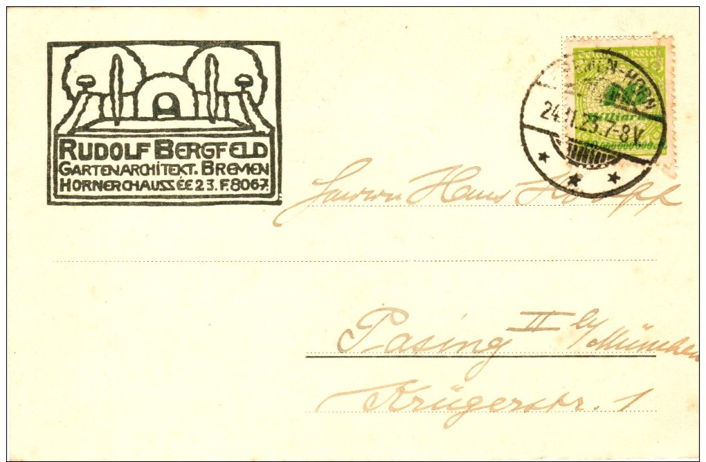 Dt. Reich 328 EF Portogenau Auf Firmen- Postkarte Von Bremen 1923 - Briefe U. Dokumente