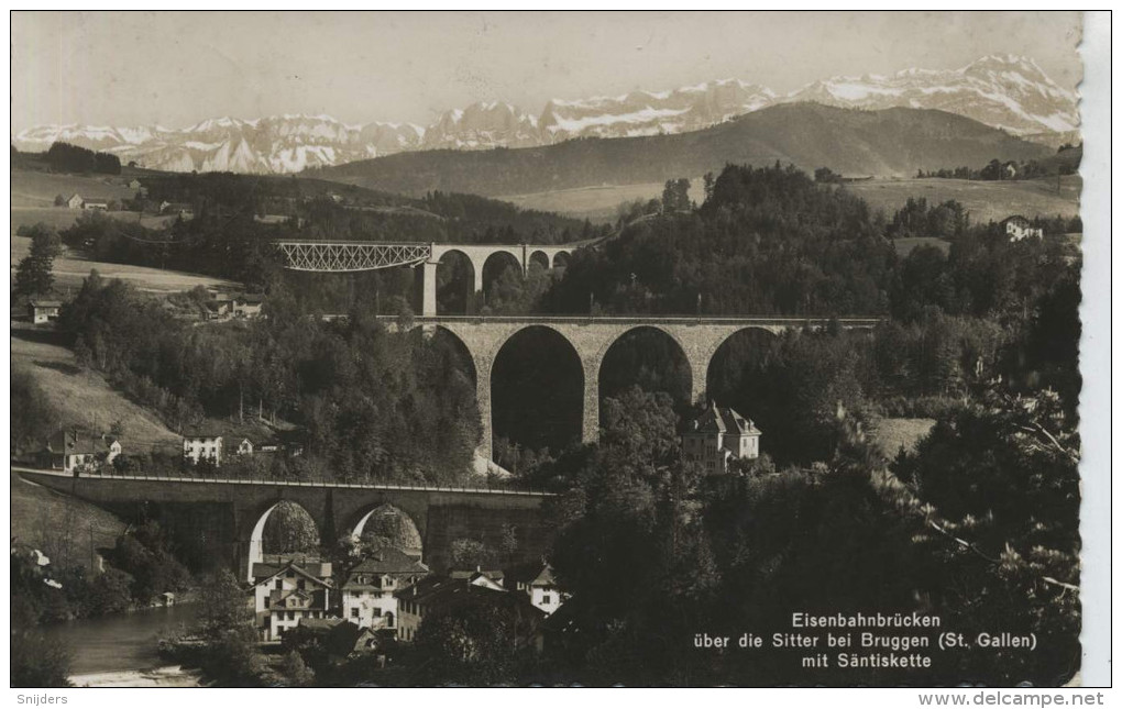 Eisenbahnbrücken über Die Sitter Bei Bruggen Mit Säntiskette Versand 1939 - Other & Unclassified