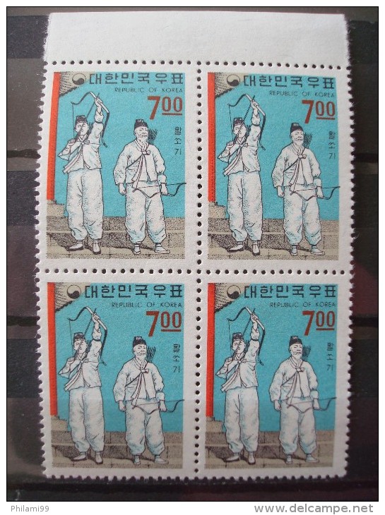 SOUTH KOREA 1967 Nr 485/487 BLOCS OF 4   /  MNH * * / COT. 48 € / FOLKLORE COSTUMS / Corée Du Sud - Korea (Zuid)