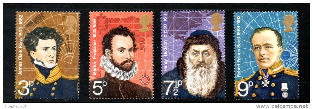 GRANDE-BRETAGNE. N°653-6 Neufs Sans Charnière (MNH) De 1972. Explorateurs Polaires Britanniques. - Polar Explorers & Famous People