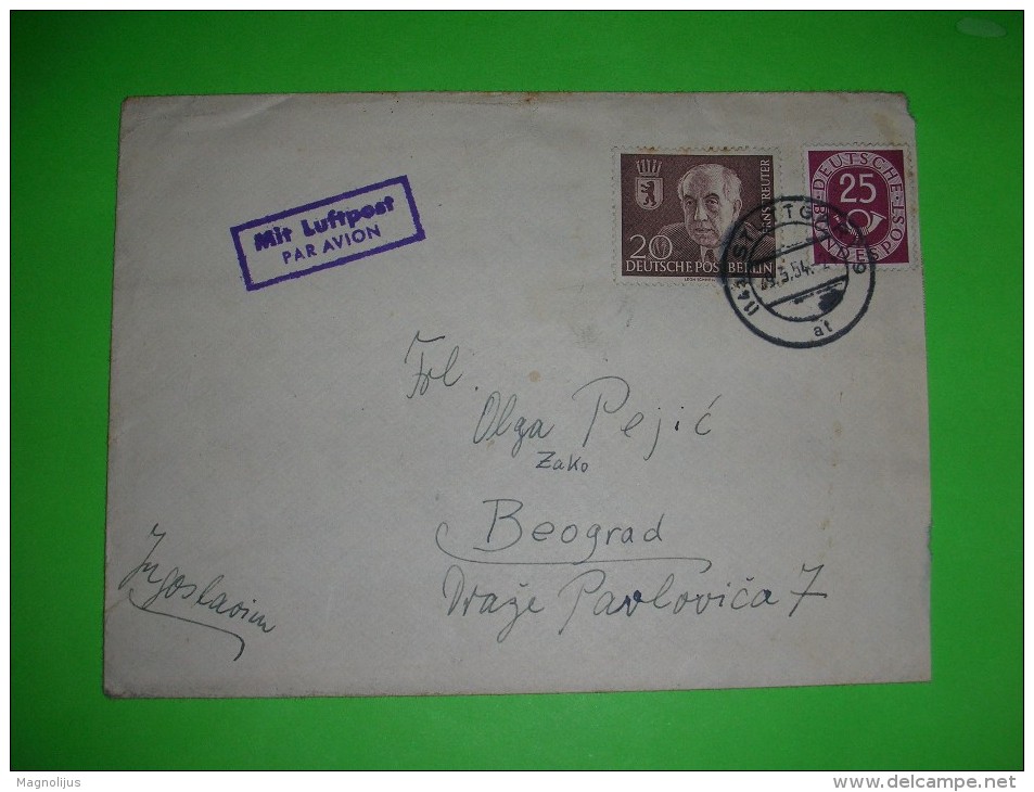 Germany,Deutsche Post Berlin Stamp,mit Luftpost Cover,air Mail Letter,postal Stamp Combination,philatelic,par Avion Seal - Briefe U. Dokumente