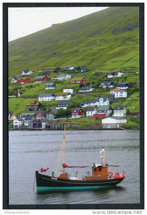 Faroe Islands Study Circle Postcard M/S Olavur At Vestmanna Mailboat - Féroé (Iles)