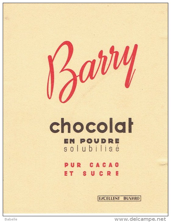 Buvard BARRY Chocolat En Poudre Solubilisé - Batterie