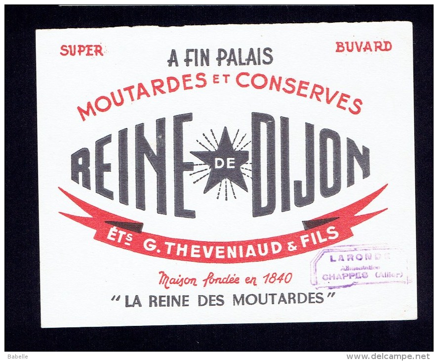 Buvard Moutardes "REINE De DIJON"  à Fin Palais .... - Mosterd