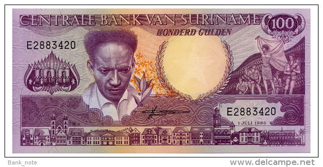 SURINAME 100 GULDEN 1986 Pick 133a Unc - Surinam