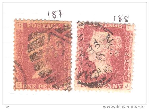 GB , Victoria : Collection De N° De Planches / Plate Sur N° 26 , 1 P : 150 , 151 , 163, 164 , 180, 187, 188  ,obl TB - Used Stamps