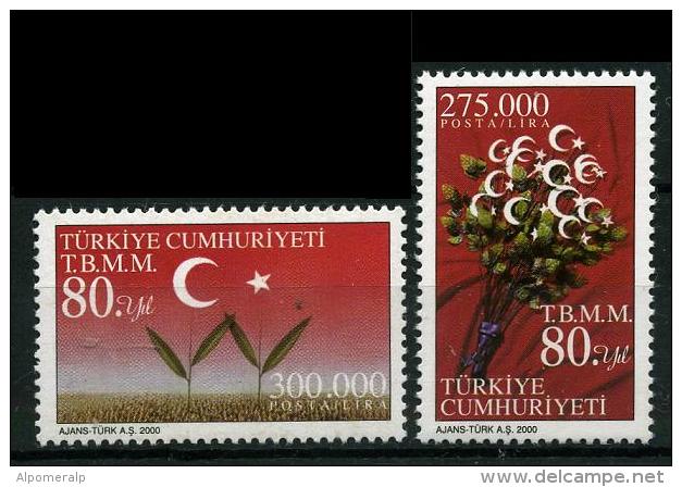 TURKEY 2000 (**) - Mi. 3215-16, 80th Anniversary Of The Turkish Great National Assembly - Neufs