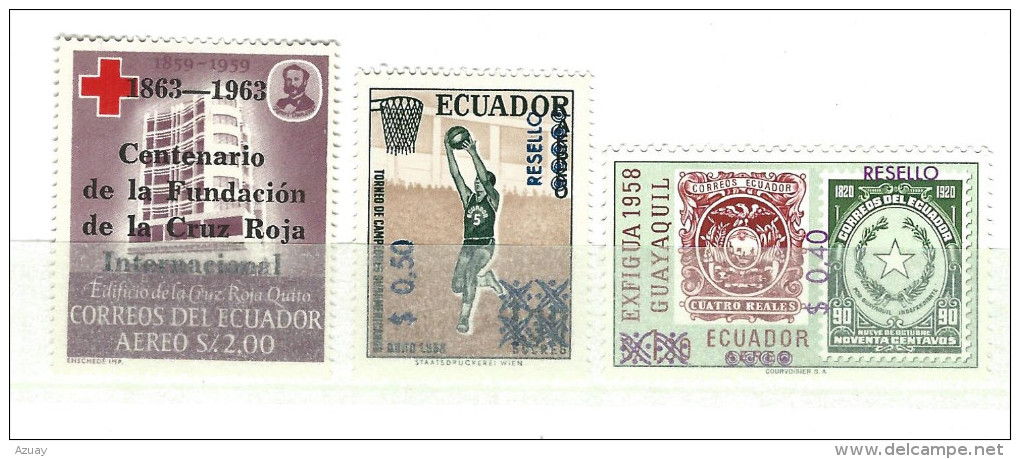 EC - 3 WERTE MIT AUFDRUCK - POSTFRISCH - MNH - - Ecuador