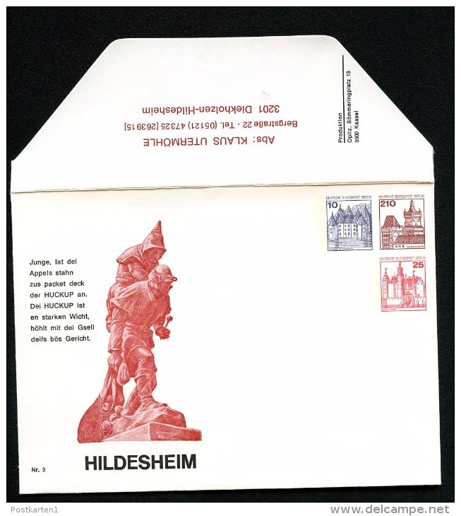 BERLIN PU121 Privat-Umschlag HUCKUP-DENKMAL HILDESHEIM ** 1978  NGK 10,00 € - Privé Briefomslagen - Ongebruikt