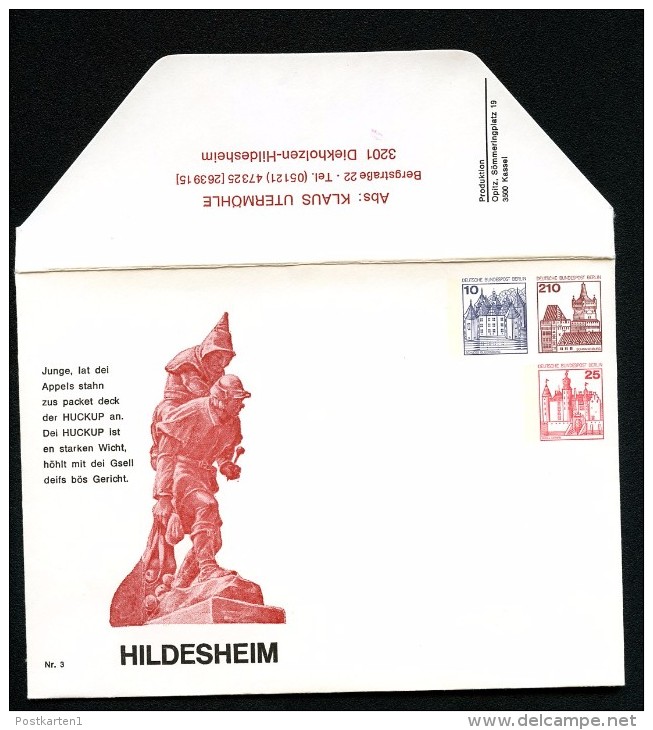 BERLIN PU121 Privat-Umschlag HUCKUP-DENKMAL HILDESHEIM ** 1978  NGK 10,00 € - Privatumschläge - Ungebraucht