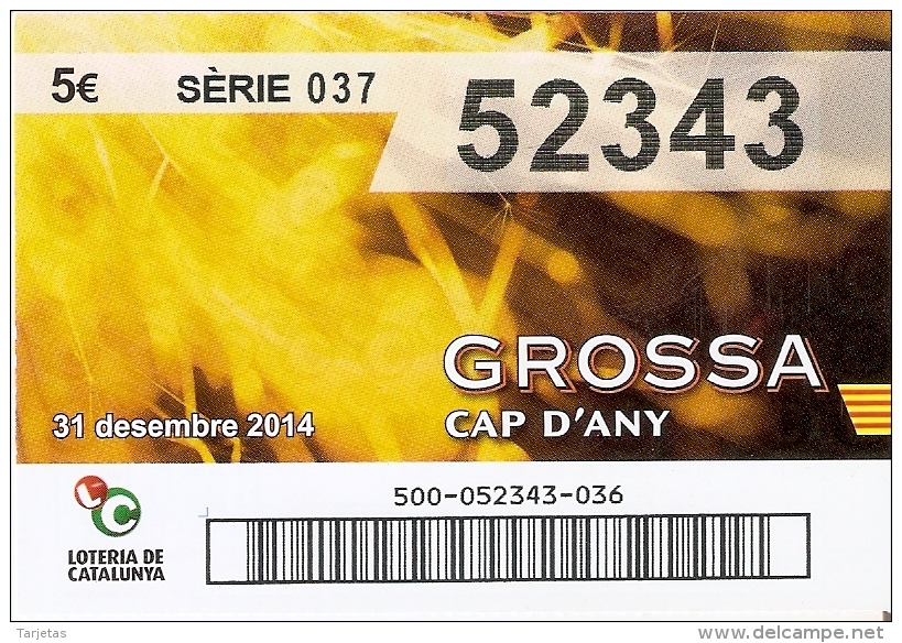 NÚMERO DE LOTERIA DE LA GROSSA DE CAP D´ANY DEL AÑO 2014 (LOTO) AMARILLO - Billetes De Lotería