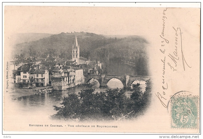 81 - ROQUECOURBE Noté Roqucourde  - Vue Générale De Roquecourbe, Près Castres Précurseur Excellent état - Roquecourbe