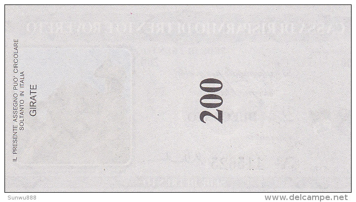 Min Cheque Sede Di Trento Lire 200 (FDC, UNC, Perfect) - [10] Chèques