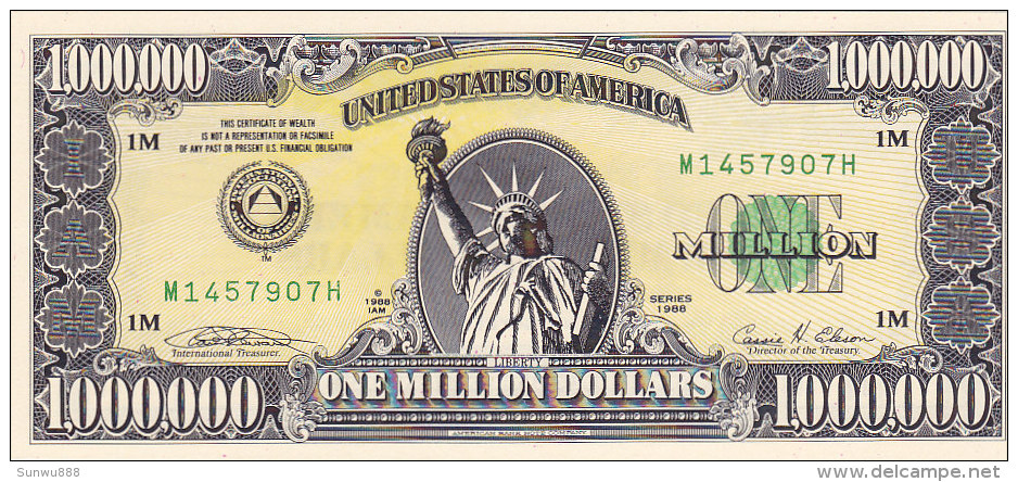 One Million Dollars 1.000.000  (UNC, FDC, Perfect)...american Dream - Autres & Non Classés