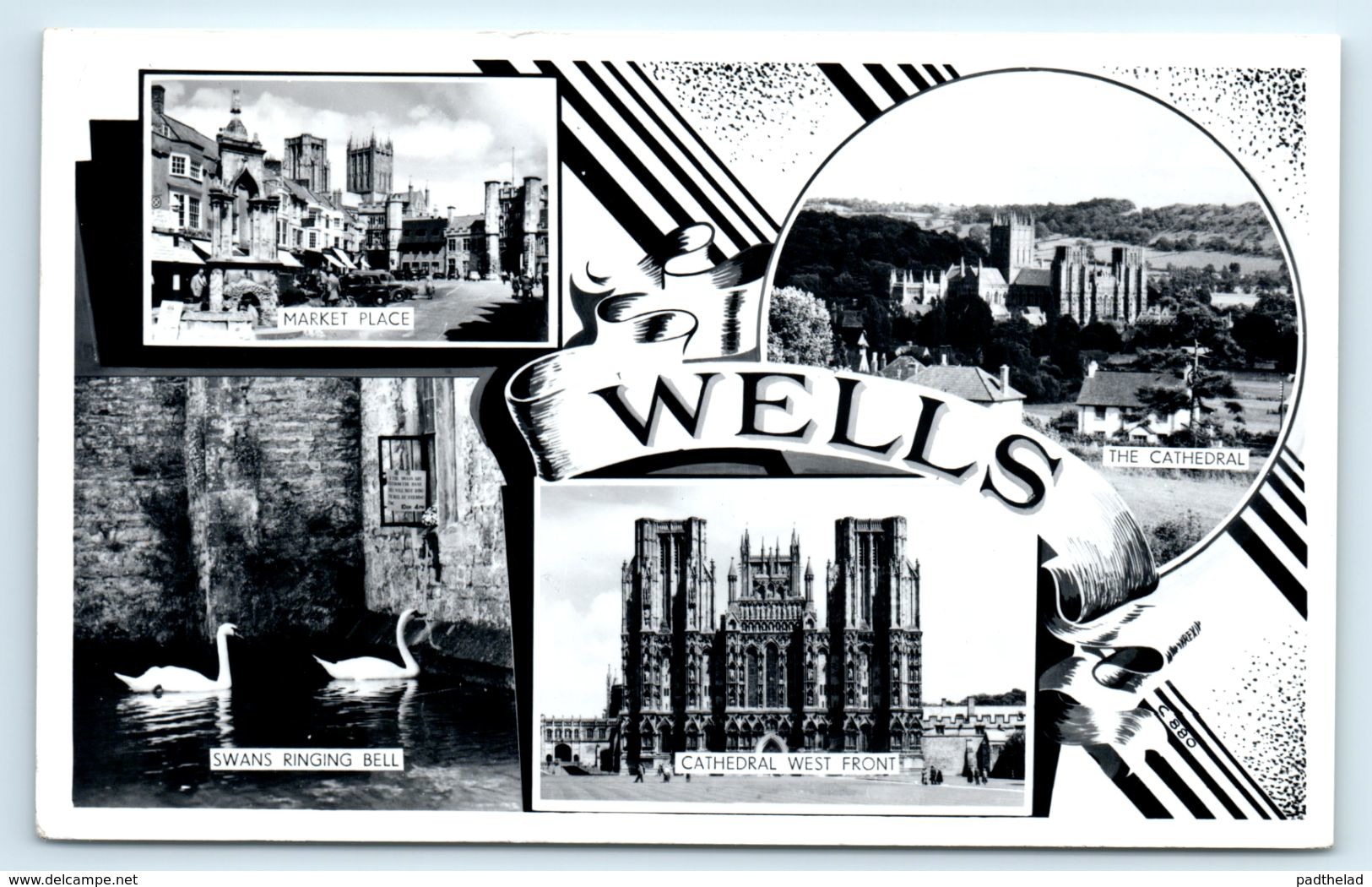POSTCARD WELLS MULTIVIEW Cathedral  Somerset 1961 Postmark SENT TO WINCHESTER - Wells
