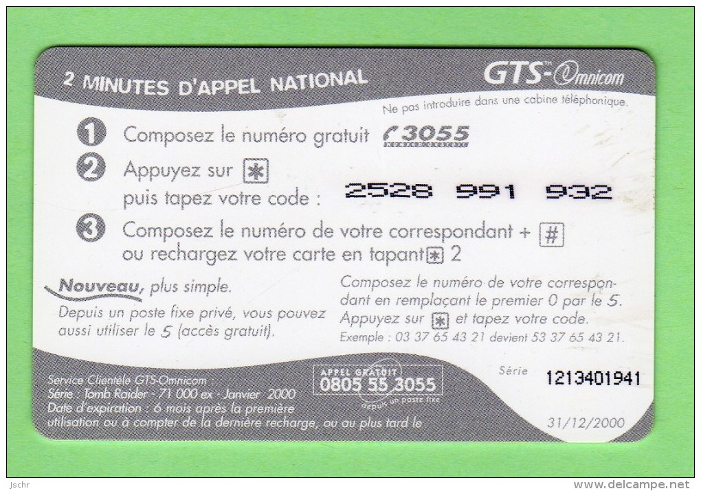 OMNICOM *** TOMB RAIDER *** LARA CROFT *** 2mn 71 000ex ***Les Scans Representent La Carte En Vente *** (A2-P16) - Other & Unclassified