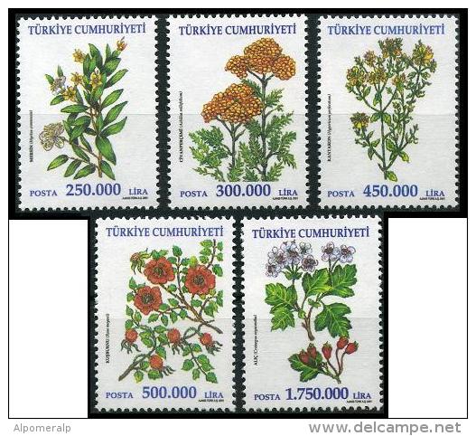 TURKEY 2001 (**) - Mi. 3272-76, Medicinal Herbs (myrtle, Yarrow, Gentian, Rose Hips, Hawthorn) - Ongebruikt