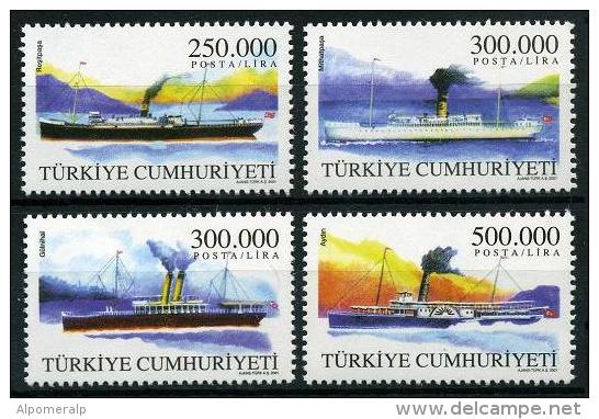 TURKEY 2001 (**) - Mi. 3281-84, Turkish Merchant Ships (2nd/3 Issue) - Ongebruikt