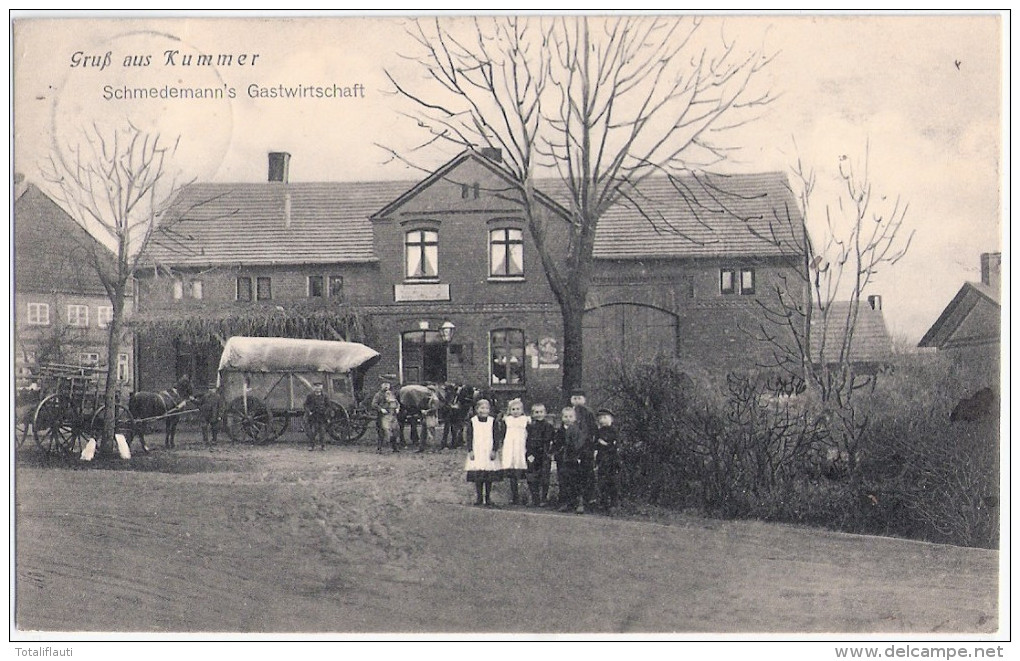 Gruß Aus KUMMER Bei Ludwigslust Schmedemanns Gasthof Emailschild ..extra 23.7.1914 Gelaufen - Ludwigslust