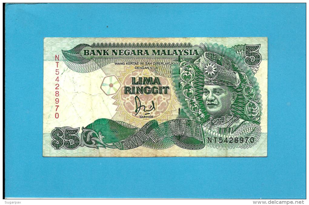 MALAYSIA - 5 RINGGIT -  ND (1989 ) - P 28.b - Sign. Datuk Jaafar Hussein - King T. A. Rahman - 2 Scans - Malesia