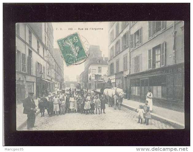 Paris  19e Rue De L'argonne édit. F.B. N° 193 Très Animée Attelage Magasin Maggi  , Hôtel - Arrondissement: 19