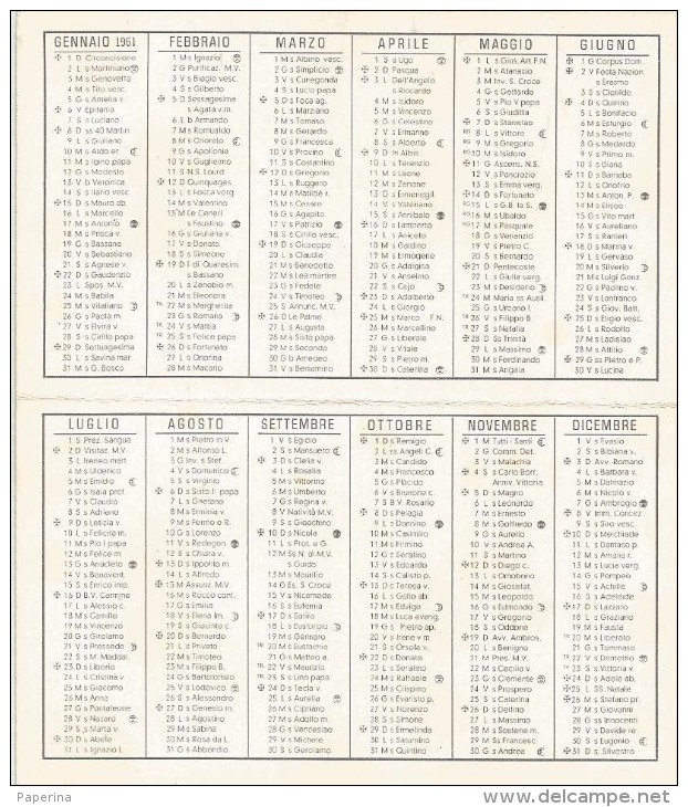 CALENDARIETTO ANNO DOMINI 1961 - Formato Piccolo : 1961-70