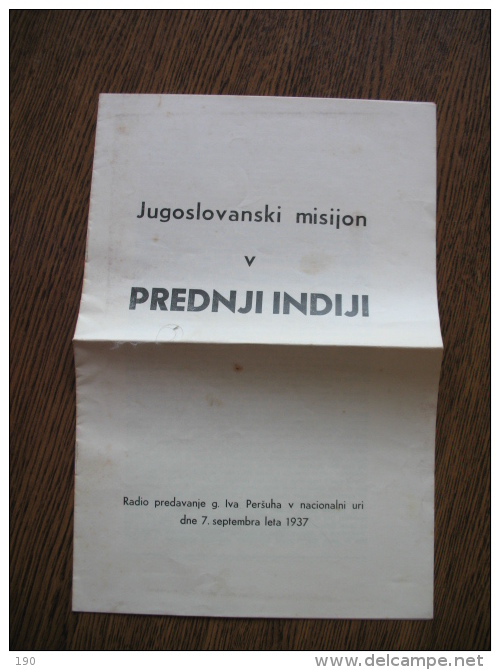 Jugoslovanski Misijon V PREDNJI INDIJI;Radio Predavanje G.Iva Persuha V Nacionalni Uri - Slawische Sprachen