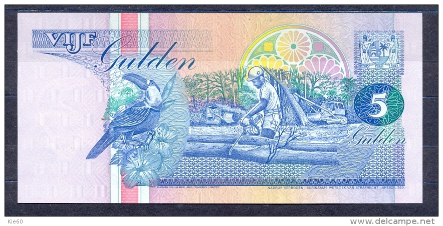 Surinam  - 1991 -  5  Gulden- P46a.....UNC - Suriname