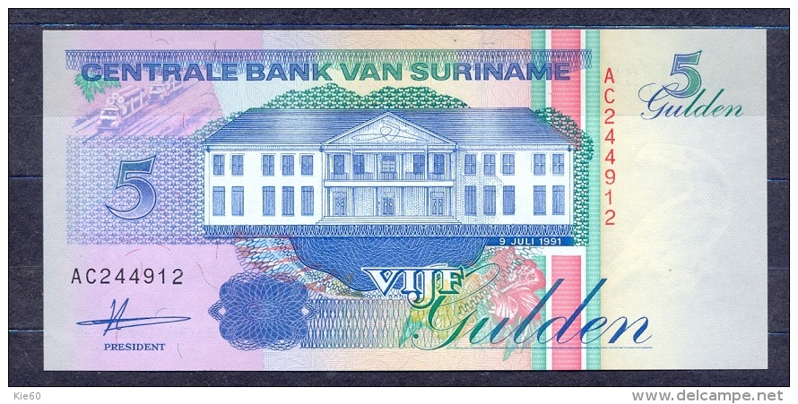 Surinam  - 1991 -  5  Gulden- P46a.....UNC - Suriname