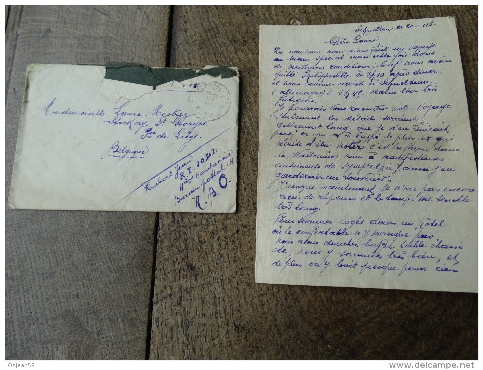 Enveloppe Avec Lettre Accompagnée-armée Belge-oblitération 4eme Bureau Postal-1919 - Marcas De La Armada