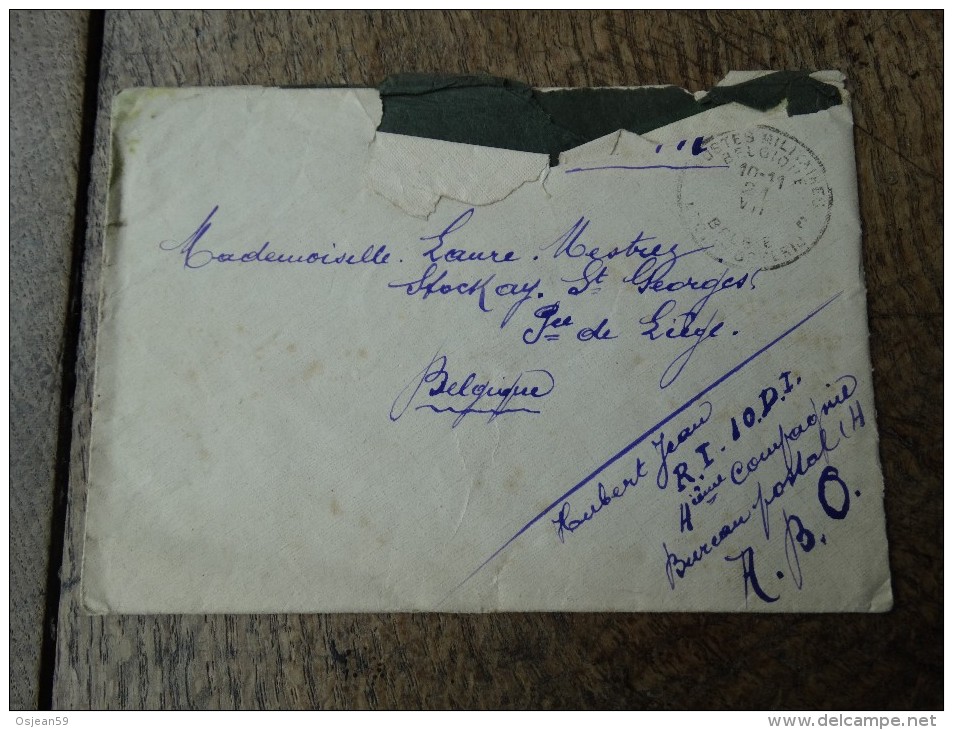 Enveloppe Avec Lettre Accompagnée-armée Belge-oblitération 4eme Bureau Postal-1919 - Army