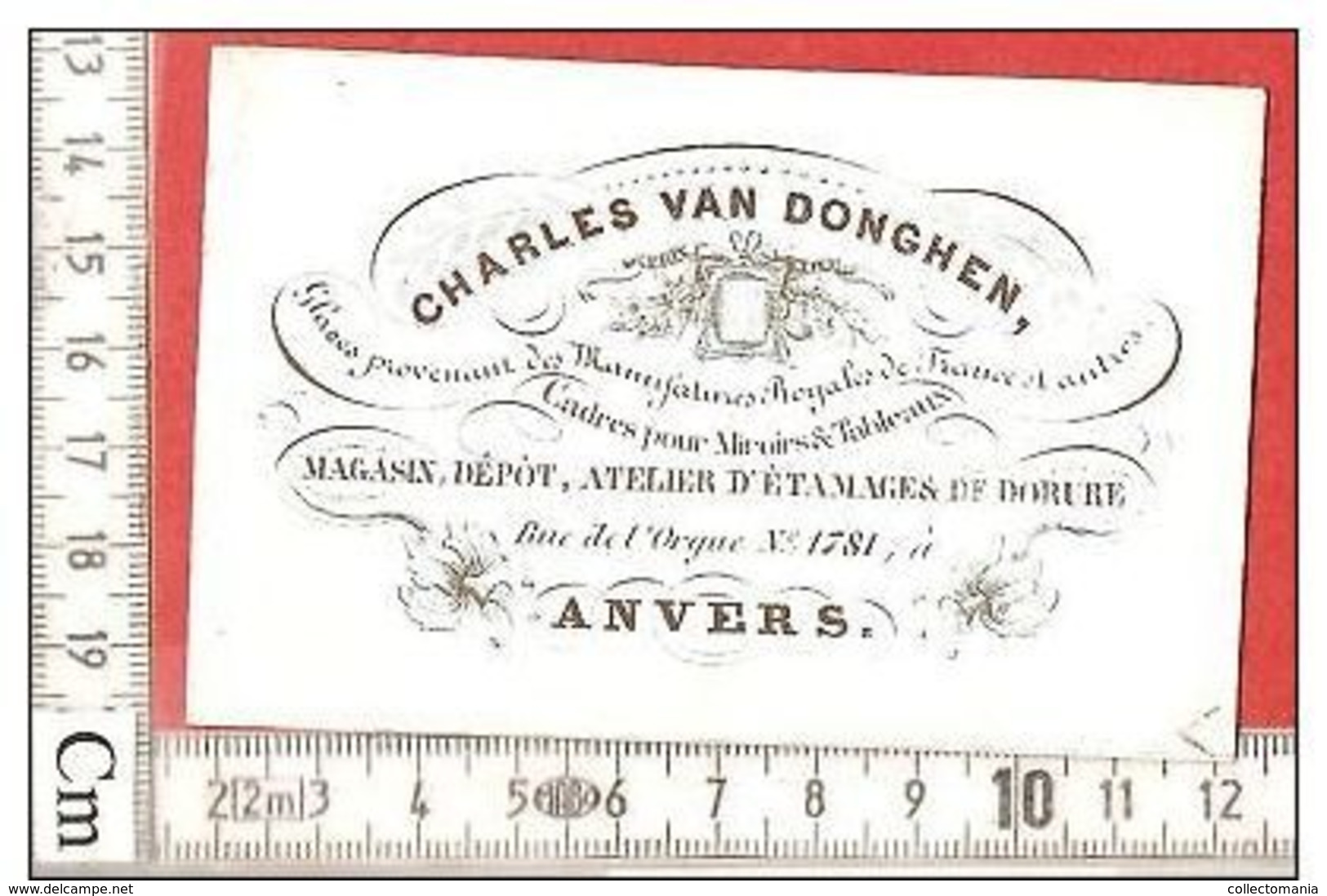 1 RARE PRINT ANVERS Charles Van Donghen Porcelain Card ORGELSTRAAT, 1781 Antwerpen Carte Litho Porcelaine Porseleinkaart - Porcelaine